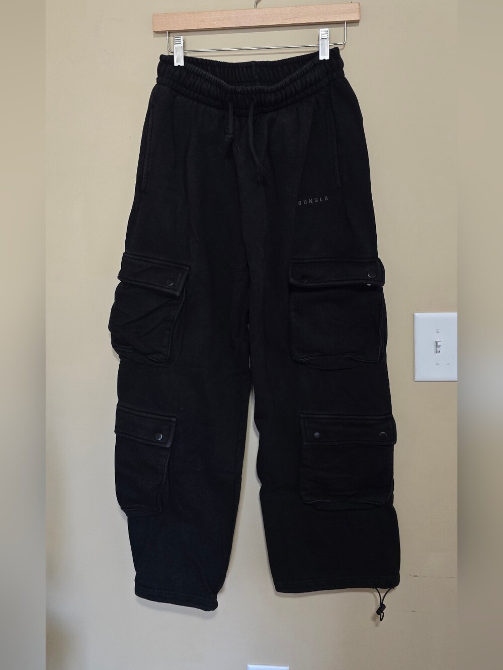 YoungLA Black Cargo Jogger Pants